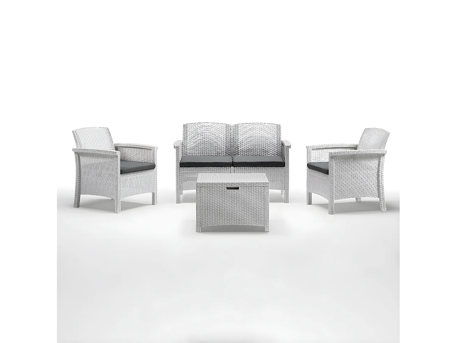 MilaniHome.it - salotto da esterno 4 posti in resina di design per esterno giardinodi coloreBianco