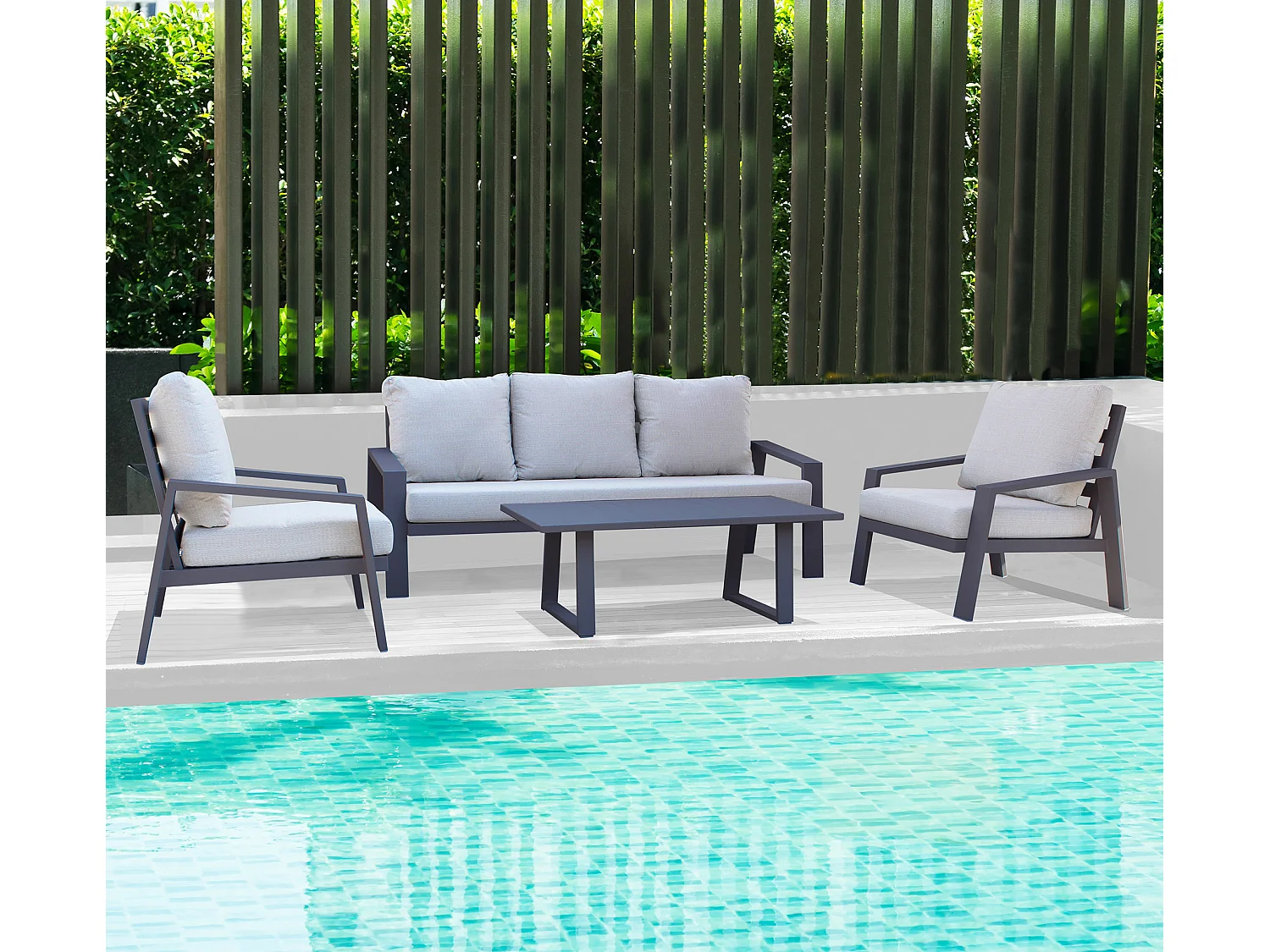 MilaniHome.it - salotto da giardino in alluminio e corda 5 posti per giardino da esterno porticodi coloreAntracite