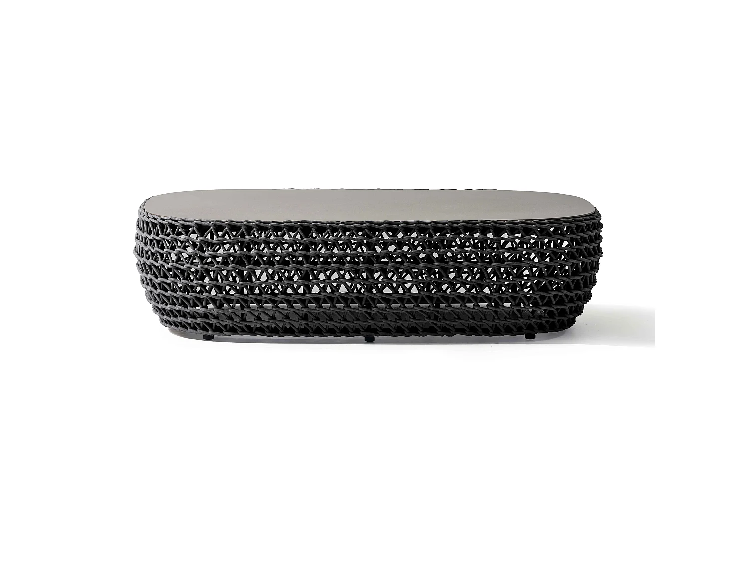 MilaniHome.it - tavolino da esterno in alluminio e corda di design per esterno giardino cm 124 l x 85 p x 33 hdi coloreGrigio