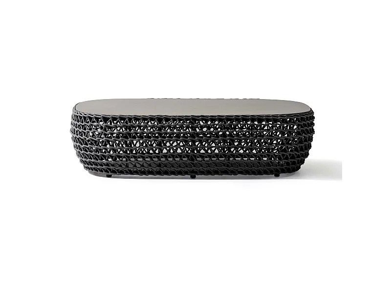 MilaniHome.it - tavolino da esterno in alluminio e corda di design per esterno giardino cm 124 l x 85 p x 33 hdi coloreGrigio