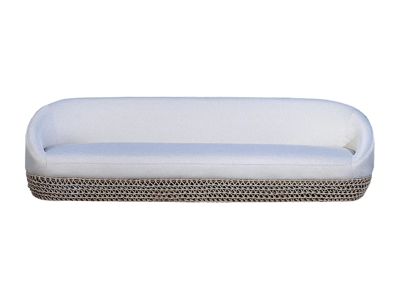 MilaniHome.it - divano da esterno in alluminio e corda di design per esterno giardino cm 220 l x 91 p x 71 hdi coloreBeige