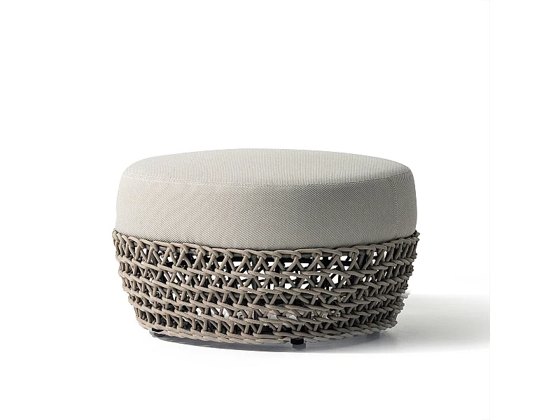 MilaniHome.it - pouf da esterno in alluminio e corda di design per esterno giardino cm 63 l x 63 p x 36 hdi coloreBeige