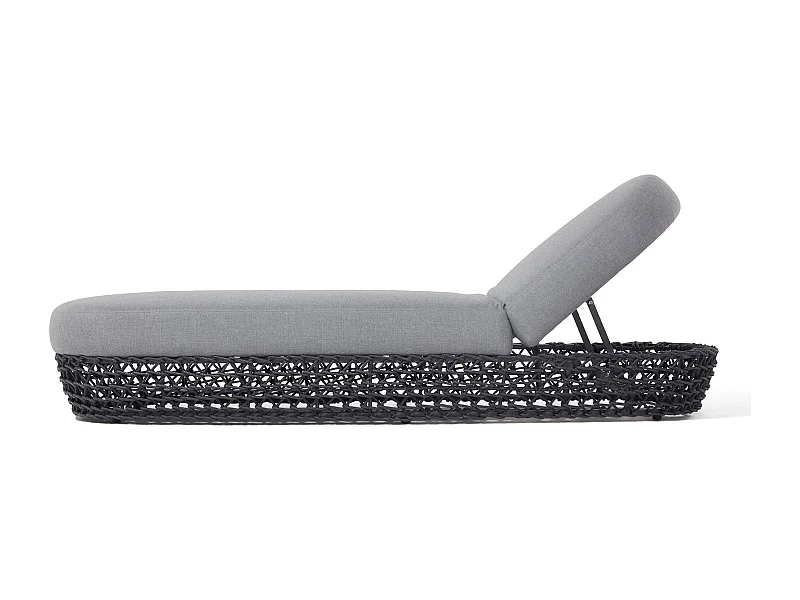 MilaniHome.it - lettino da esterno in alluminio e corda di design per esterno giardino cm 82 l x 205 p x 36 hdi coloreGrigio
