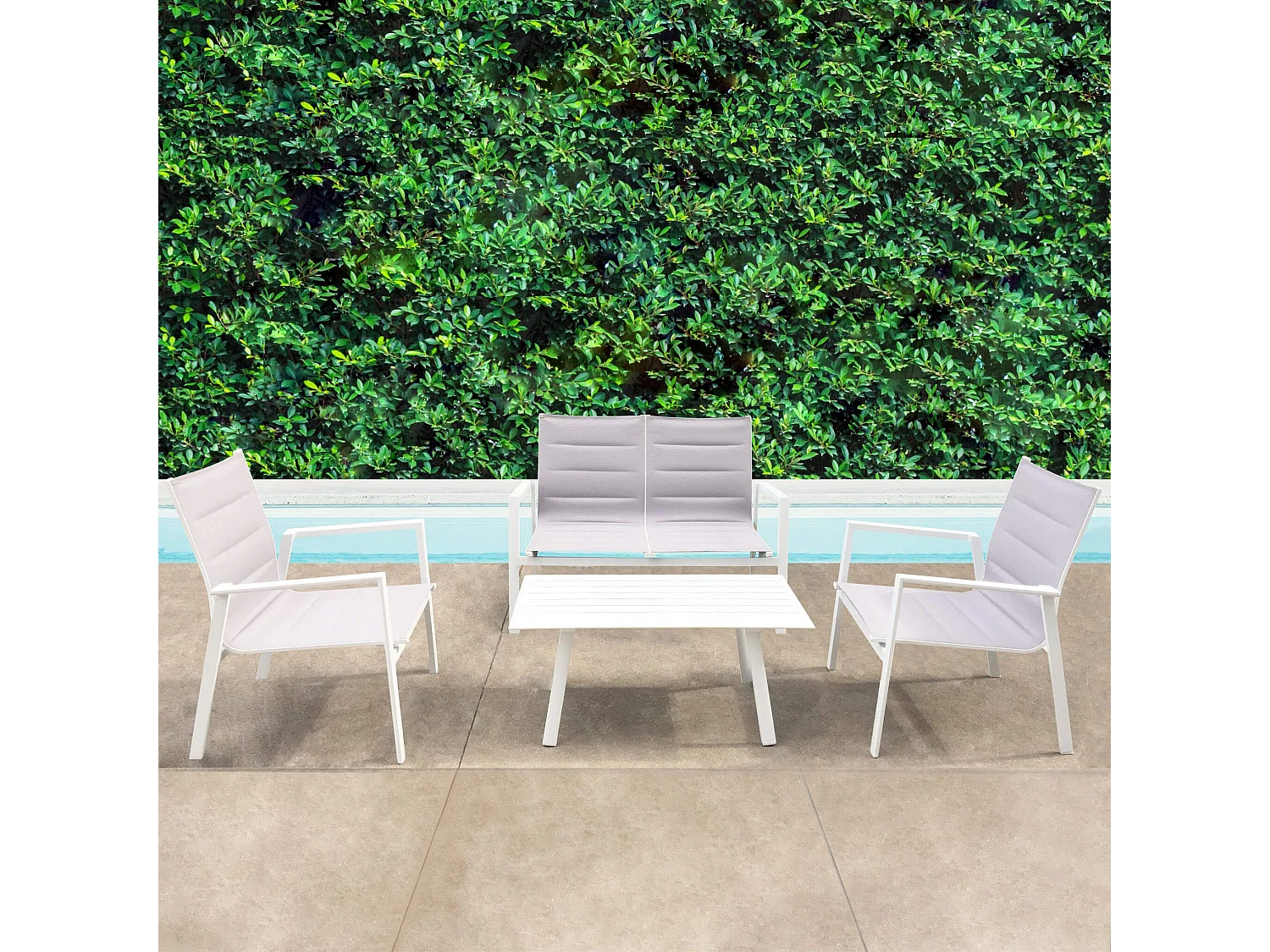 MilaniHome.it - Salotto Da Giardino 2 Posti In Alluminio Completo Di Cuscinidi coloreBianco