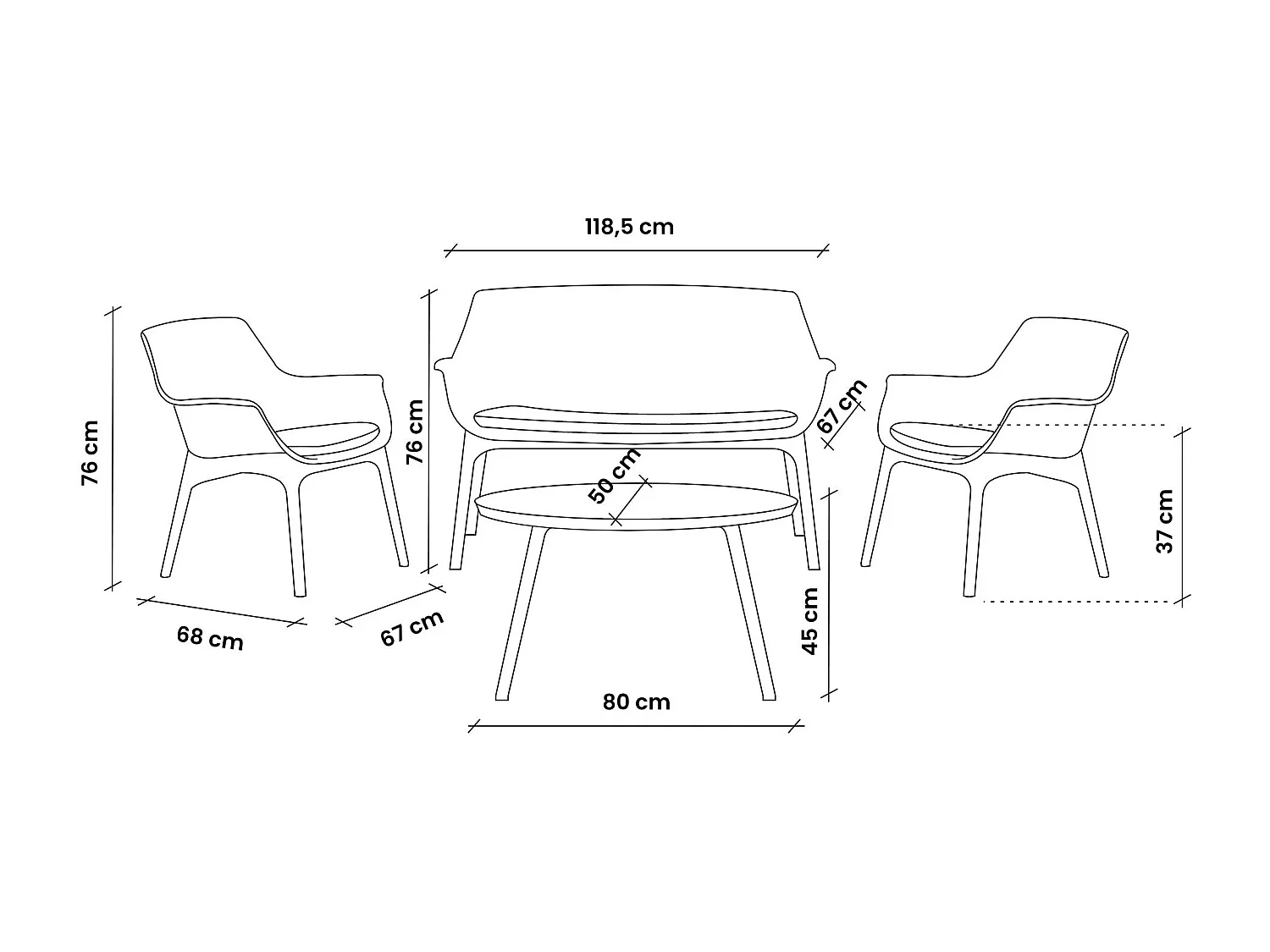 MilaniHome.it - Salotto Da Giardino 2 Posti Grigio Con Cuscini Per Esterno Giardino Terrazzo Portico Bar Hotel Pasticceria Localedi coloreGrigio