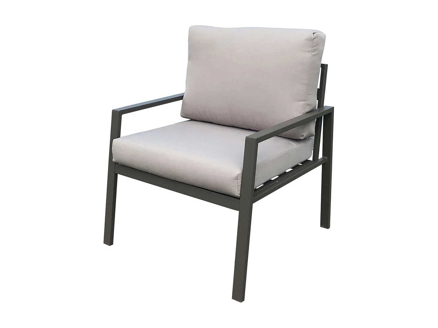 MilaniHome.it - Salotto da Giardino in Alluminio con Cuscini in Poliestere e Tavolino Rettangolare in Color Taupedi coloreTaupe