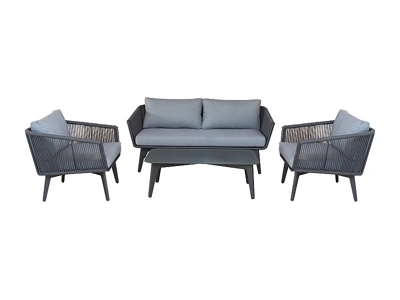 MilaniHome.it - Salotto Da Giardino Set In Alluminio 3 Posti Nero Per Esterno Portico Terrazzo Locale Bar Hoteldi coloreAntracite