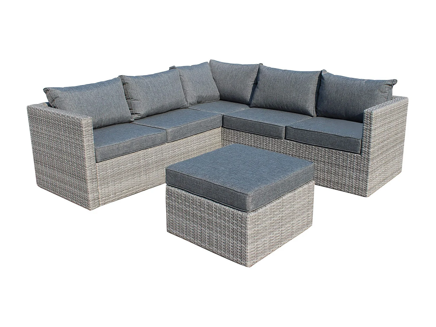 MilaniHome.it - Salotto Angolare Da Giardino Intreccio In Rattan Sinteticodi coloreGrigio