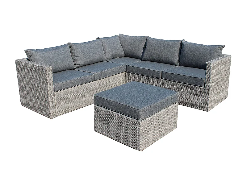 MilaniHome.it - Salotto Angolare Da Giardino Intreccio In Rattan Sinteticodi coloreGrigio