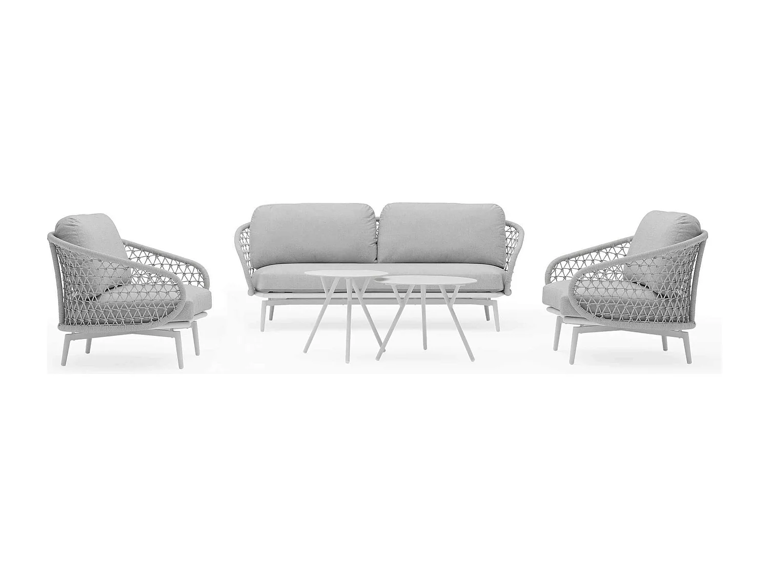 MilaniHome.it - salotto da giardino in alluminio e corda 5 posti per giardino da esterno porticodi coloreGrigio chiaro