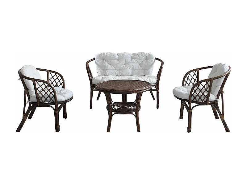 MilaniHome.it - Salotto Da Giardino In Rattan Naturale Alta Qualità Da Esterno Portico Per Locale Bar Agriturismo Hotel Albergo Pasticceriadi coloreMarrone