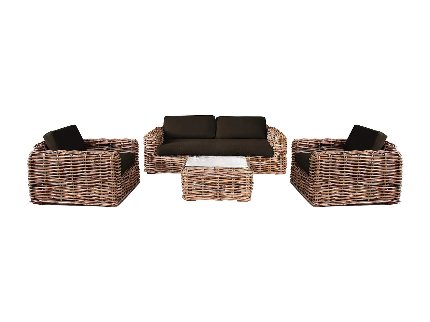 MilaniHome.it - Salotto Da Giardino Completo Di Cuscini Intreccio In Rattan Naturaledi coloreMarrone