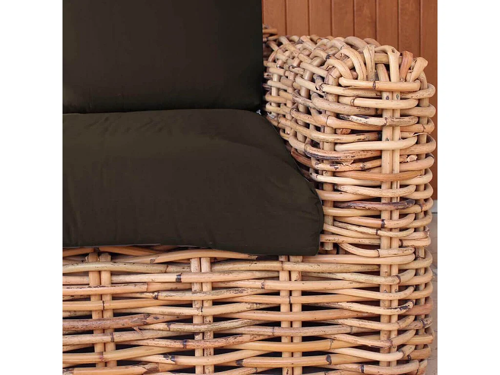 MilaniHome.it - Salotto Da Giardino Completo Di Cuscini Intreccio In Rattan Naturaledi coloreMarrone