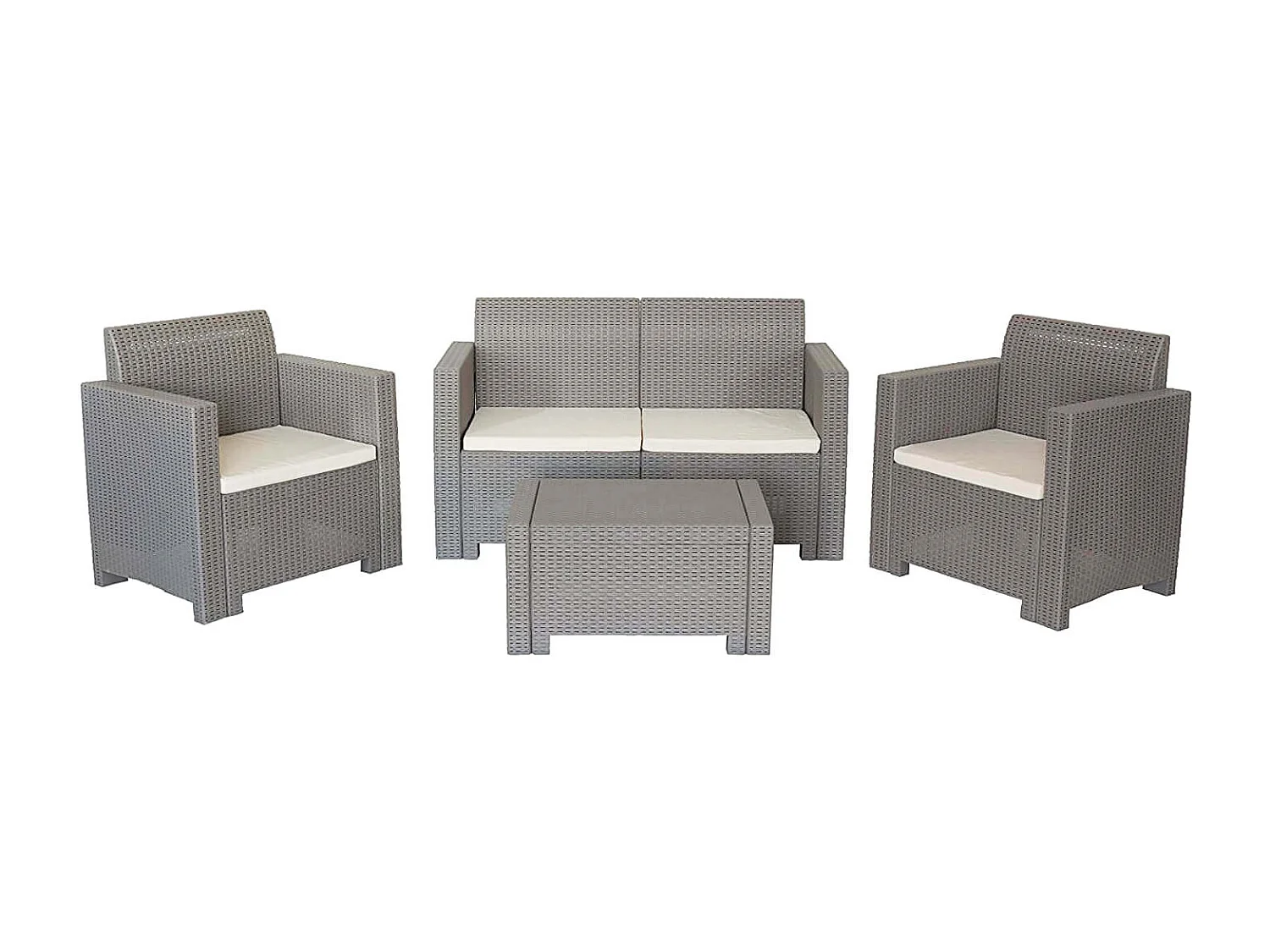 MilaniHome.it - Salotto Da Giardino Set 2 Posti Tortora Con Cuscini, Intreccio In Rattan Sintetico Per Esterno Giardinodi coloreTortora