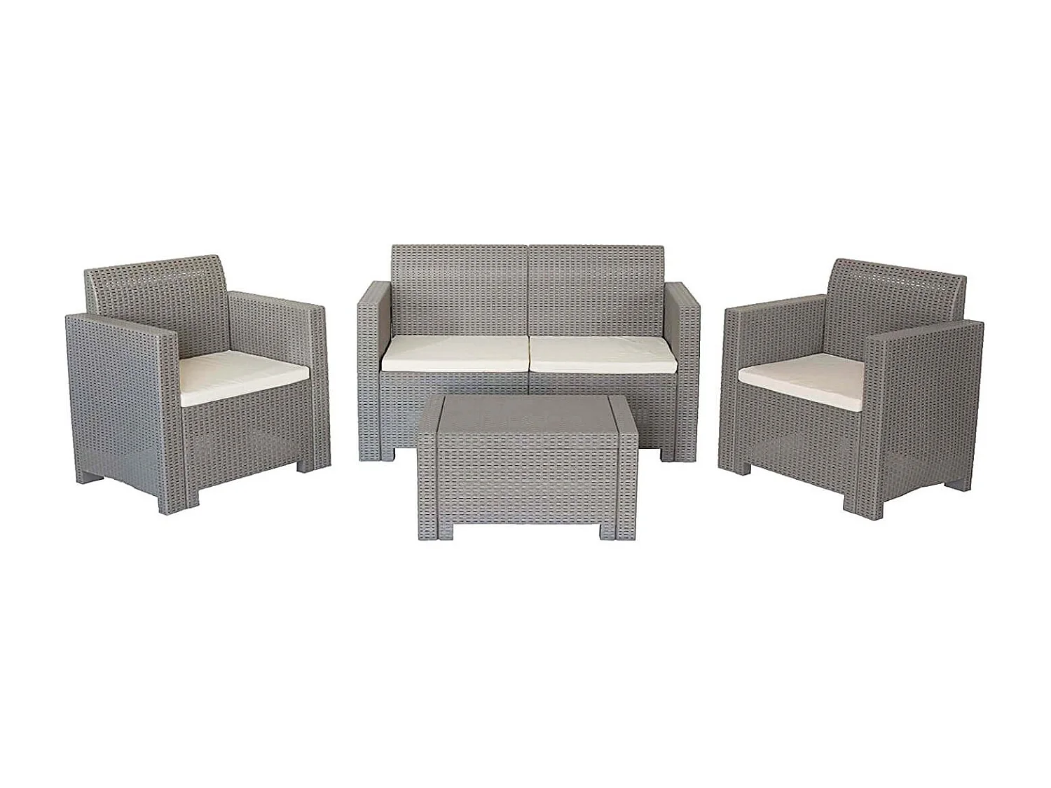 MilaniHome.it - Salotto Da Giardino Set 2 Posti Tortora Con Cuscini, Intreccio In Rattan Sintetico Per Esterno Giardinodi coloreTortora