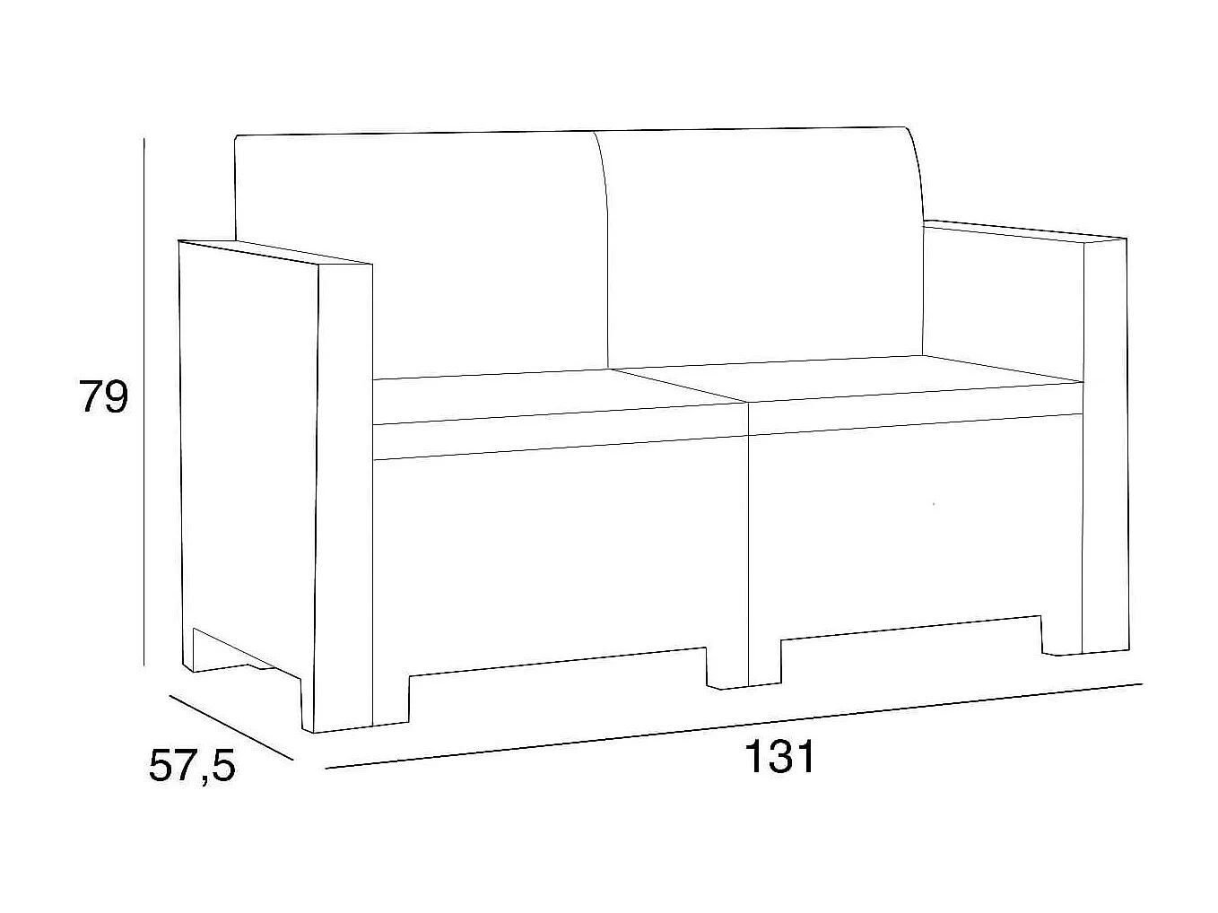 MilaniHome.it - Salotto Da Giardino Set 2 Posti Tortora Con Cuscini, Intreccio In Rattan Sintetico Per Esterno Giardinodi coloreTortora