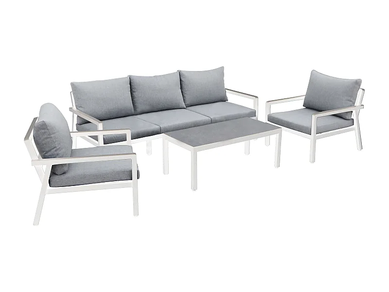 MilaniHome.it - salotto da giardino 5 posti di design moderno per esterno di coloreBianco