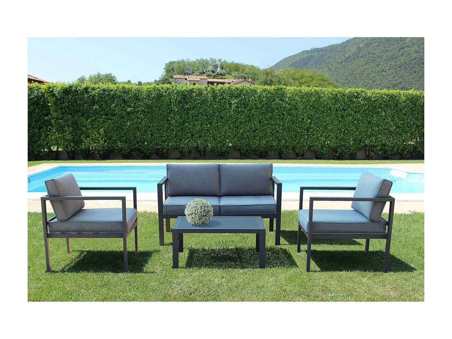 MilaniHome.it - Salotto Da Giardino Set 2 Posti In Alluminio Bianco Da Esterno Portico Per Locale Bar Agriturismo Hotel Albergo Pasticceriadi coloreAntracite