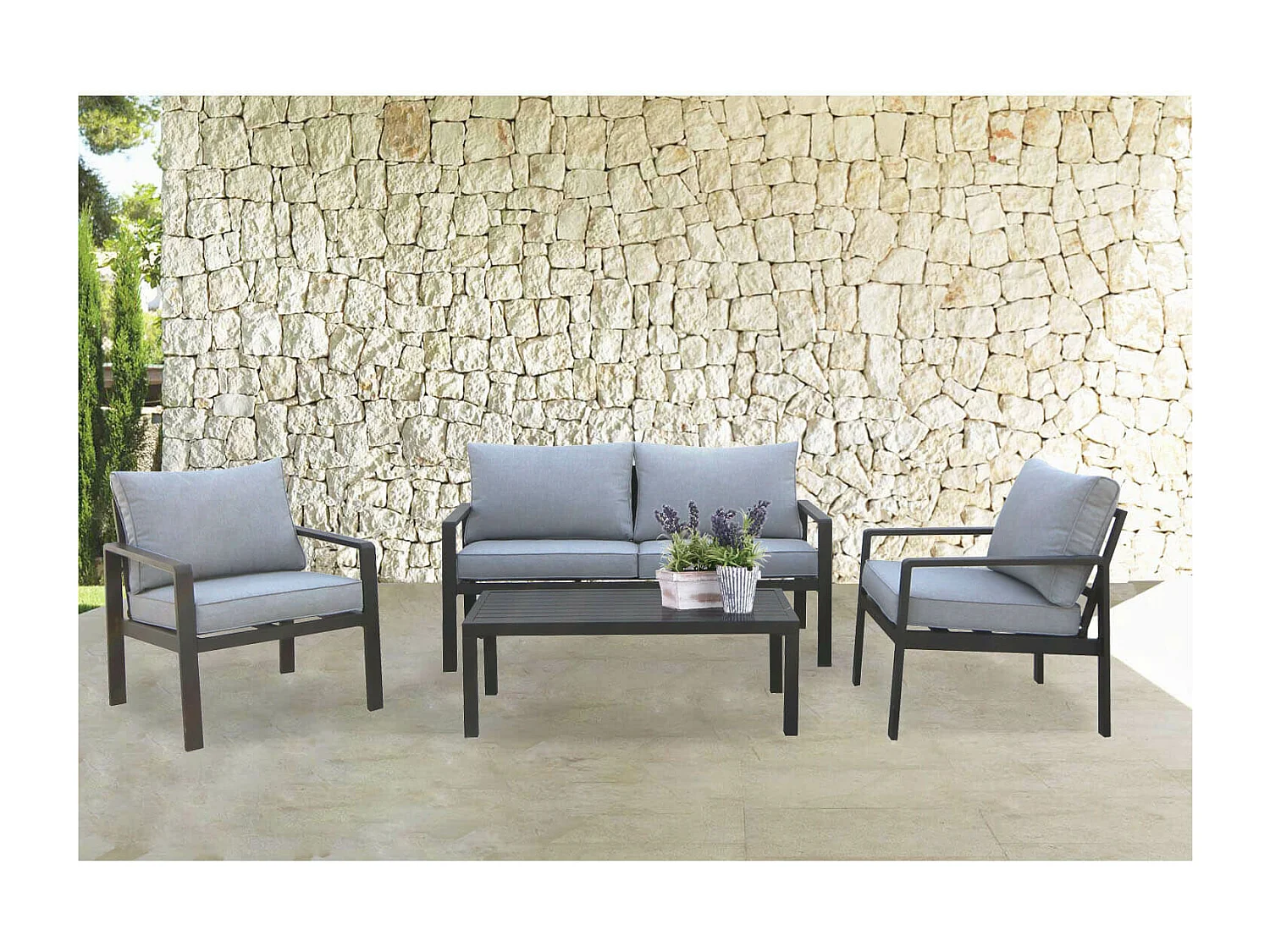 MilaniHome.it - salotto da giardino 4 posti di design moderno per esterno di coloreAntracite