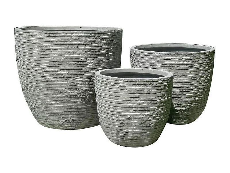 MilaniHome.it - Set Di 3 Vasi Grigio Chiaro Per Esterno Giardino, Portico, Ristorante, Gelateria Bar Hotel Albergo Piscinadi coloreGrigio