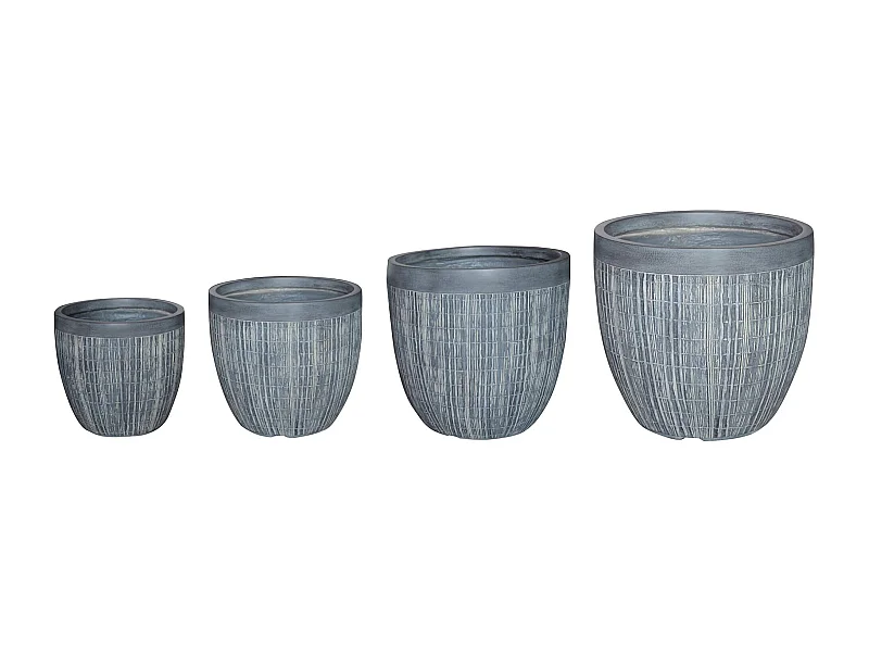 MilaniHome.it - set di vasi in fibra sintetica di design moderno industrial G.44,5x44,5x43,5/M.37,5x37,5x35,5/P.31x31x31/XS.25,5x25,5x25,5di coloreGrigio