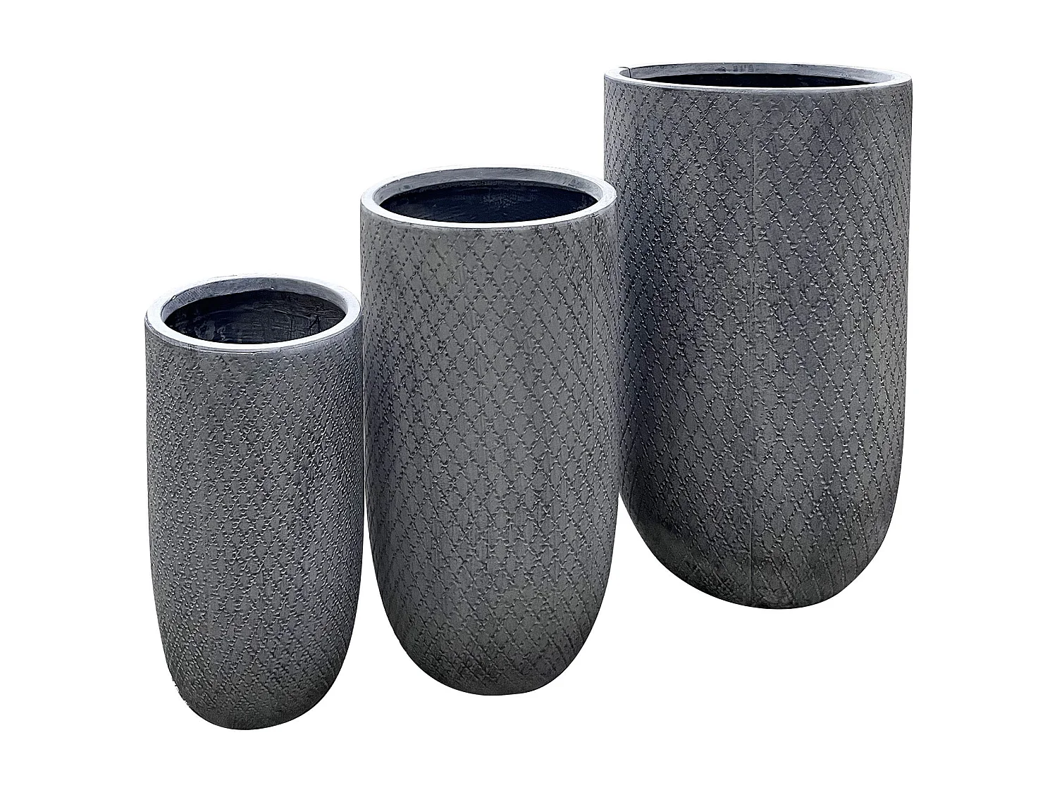 MilaniHome.it - Set Di 3 Vasi Per Piante Da Esterno Interno Di Design Con 3 Dimensioni In Fibra Sintetica Resistentedi coloreGrigio