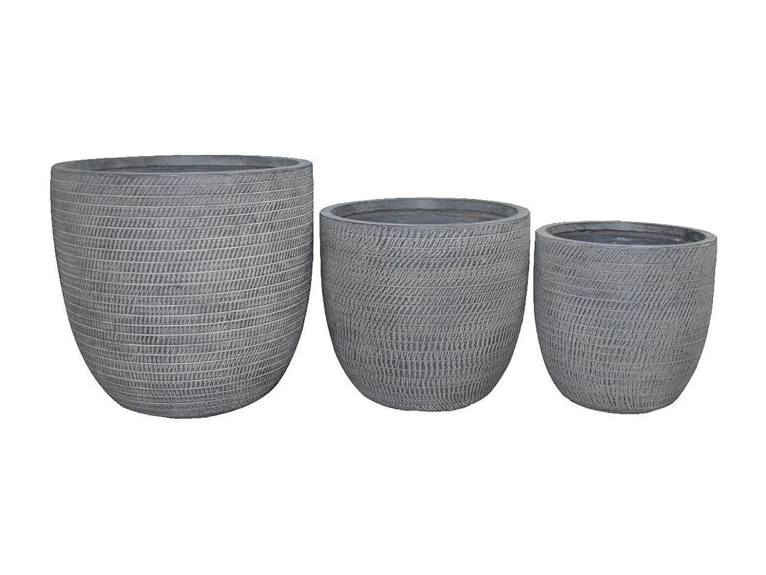 MilaniHome.it - Set Di 3 Vasi Per Piante Da Esterno Interno Di Design Con 3 Dimensioni In Fibra Sintetica Resistentedi coloreGrigio