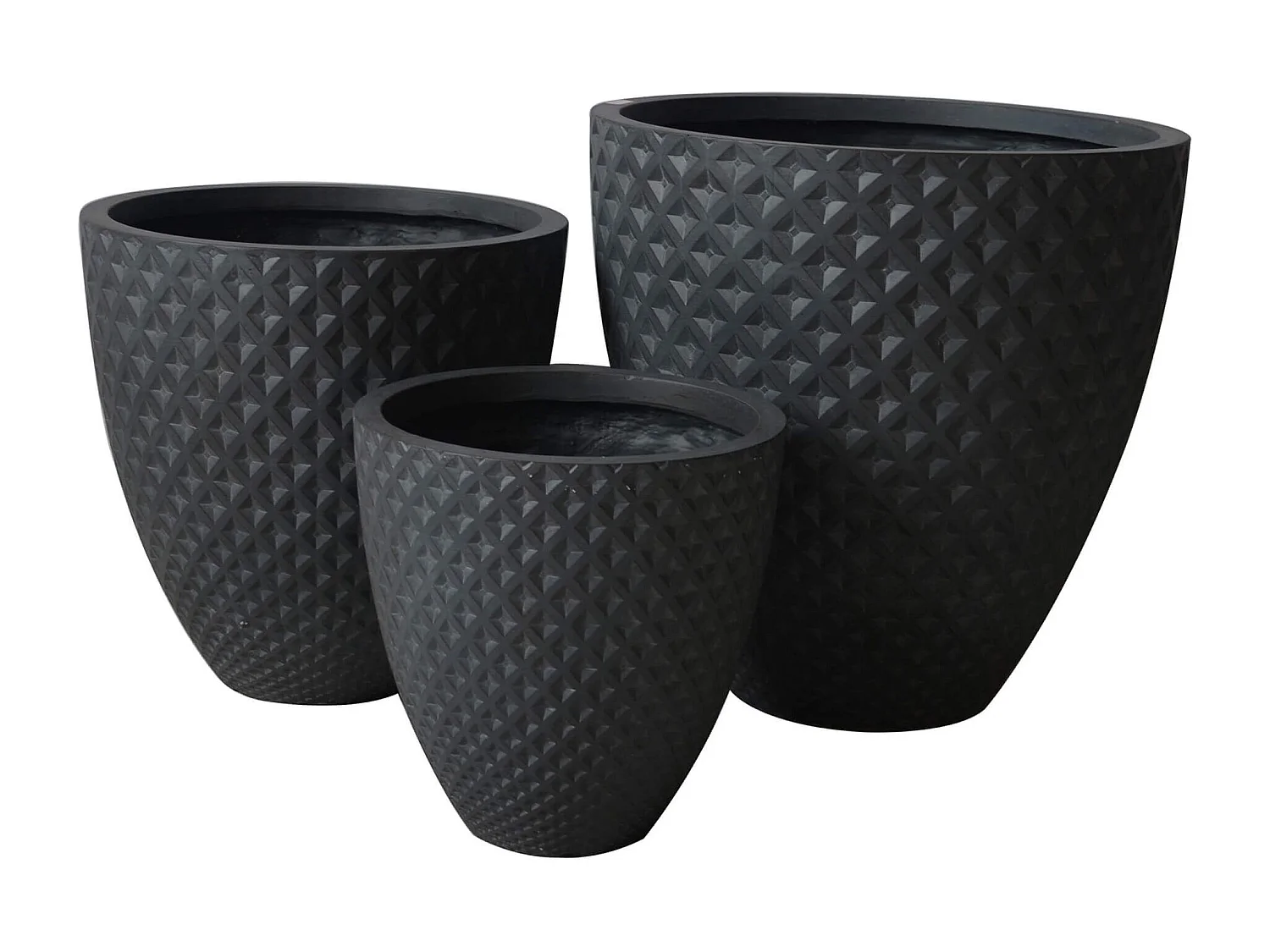 MilaniHome.it - set di vasi in fibra sintetica di design moderno industrial G.50x50x50/M.40,5x40,5x41/P.31x31x31,5di coloreAntracite