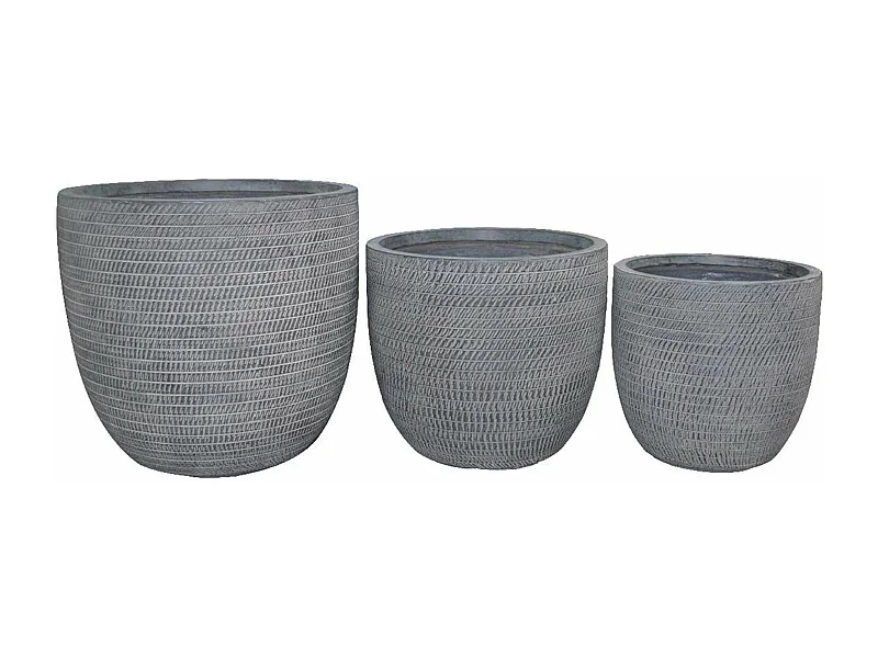 MilaniHome.it - Set Di 3 Vasi Per Piante Da Esterno Interno Di Design Con 3 Dimensioni In Fibra Sintetica Resistentedi coloreGrigio