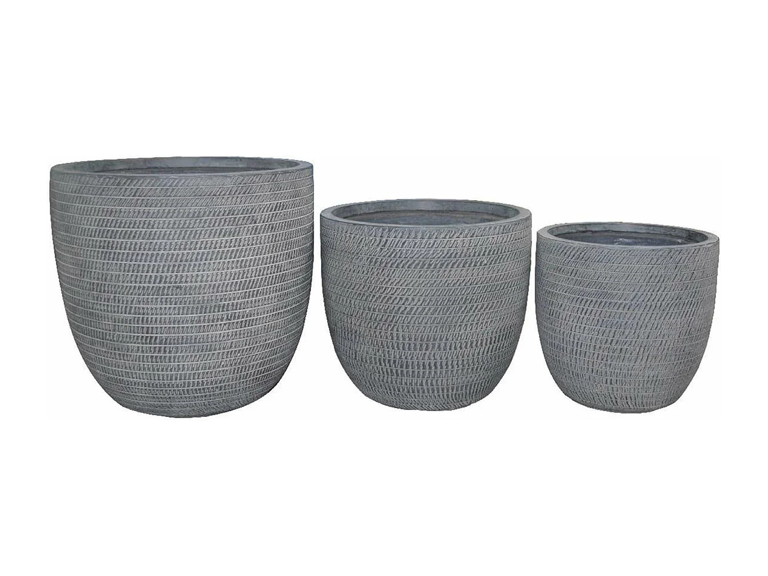 MilaniHome.it - Set Di 3 Vasi Per Piante Da Esterno Interno Di Design Con 3 Dimensioni In Fibra Sintetica Resistentedi coloreGrigio