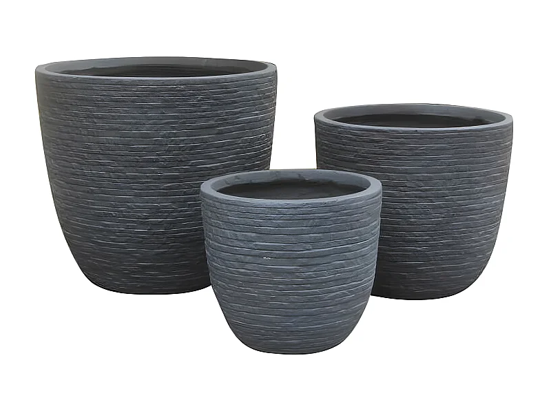 MilaniHome.it - Set Di 3 Vasi Grigio Scuro Per Esterno Giardino, Portico, Ristorante, Gelateria Bar Hotel Albergo Piscinadi coloreGrigio