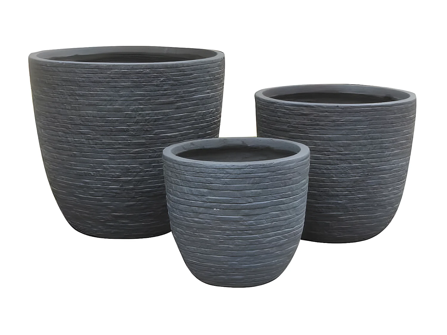 MilaniHome.it - Set Di 3 Vasi Grigio Scuro Per Esterno Giardino, Portico, Ristorante, Gelateria Bar Hotel Albergo Piscinadi coloreGrigio