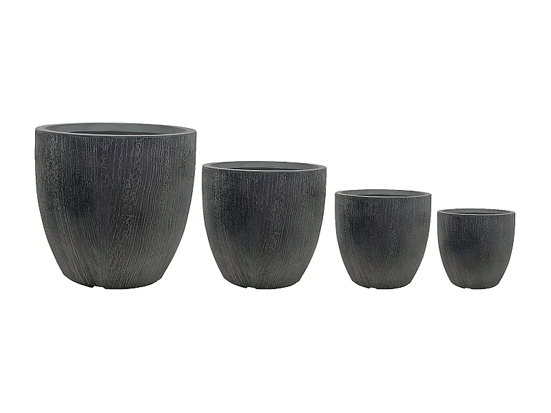 MilaniHome.it - Set Di 4 Vasi Per Piante Da Esterno Interno Di Design Con 3 Dimensioni In Fibra Sintetica Resistentedi coloreGrigio