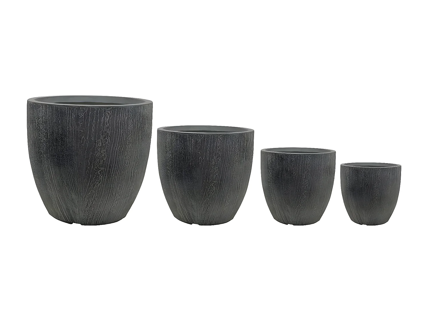 MilaniHome.it - Set Di 4 Vasi Per Piante Da Esterno Interno Di Design Con 3 Dimensioni In Fibra Sintetica Resistentedi coloreGrigio