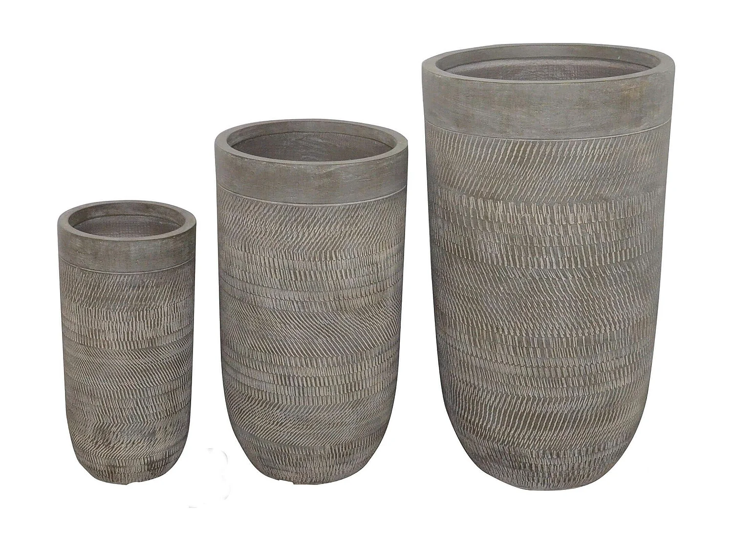 MilaniHome.it - set di vasi in fibra sintetica di design moderno industrial G.43,5x43,5x78,5/M.34x34x63,5/P.24x24x49di coloreMarrone