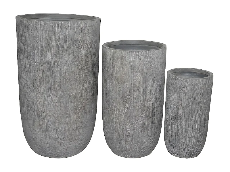 MilaniHome.it - Set Di 3 Vasi Per Piante Da Esterno Interno Di Design Con 3 Dimensioni In Fibra Sintetica Resistentedi coloreGrigio