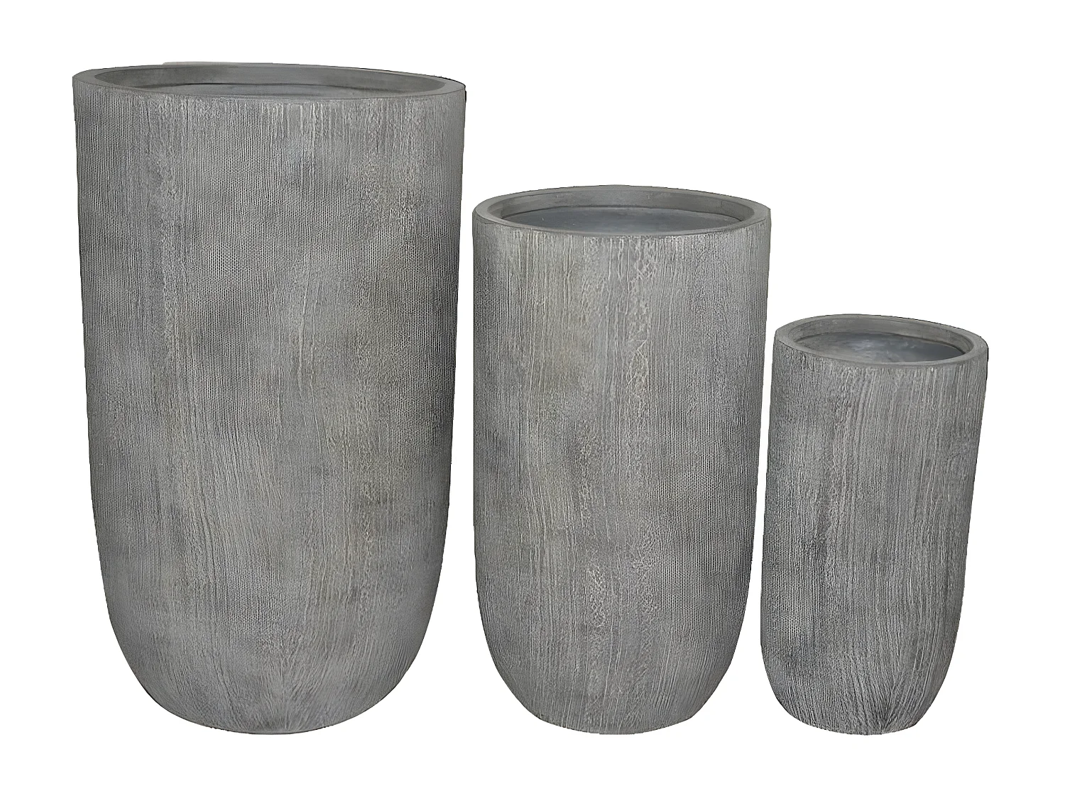MilaniHome.it - Set Di 3 Vasi Per Piante Da Esterno Interno Di Design Con 3 Dimensioni In Fibra Sintetica Resistentedi coloreGrigio