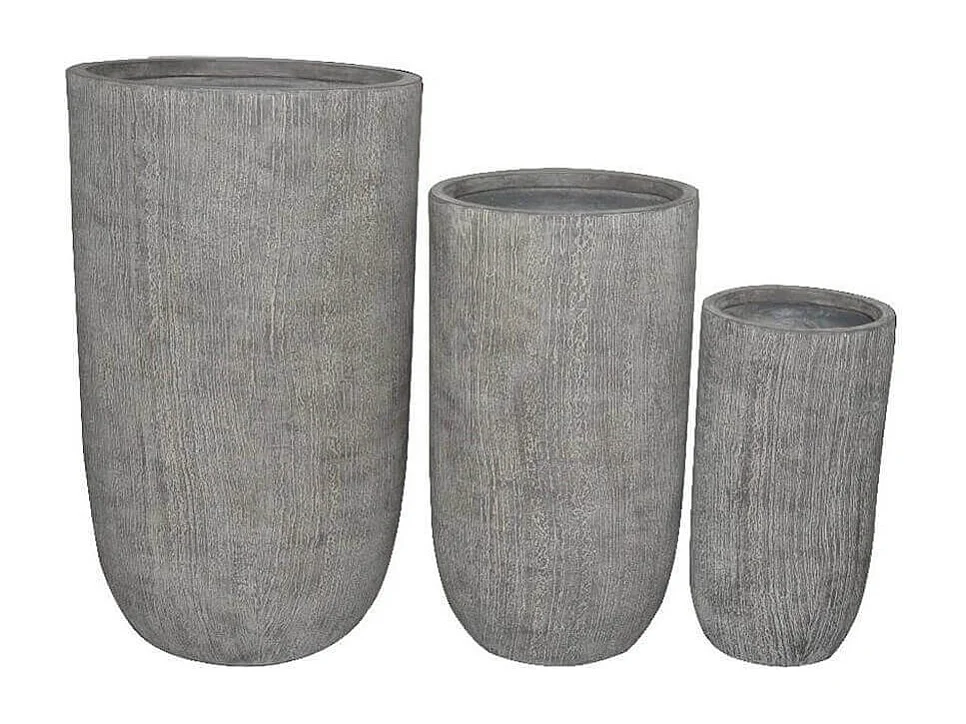 MilaniHome.it - Set Di 3 Vasi Per Piante Da Esterno Interno Di Design Con 3 Dimensioni In Fibra Sintetica Resistentedi coloreGrigio