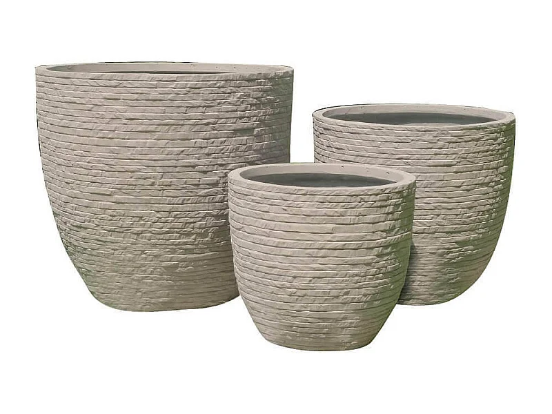 MilaniHome.it - Set Di 3 Vasi Beige Per Esterno Giardino, Portico, Ristorante, Gelateria Bar Hotel Albergo Piscinadi coloreBeige