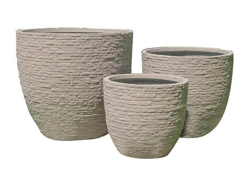 MilaniHome.it - Set Di 3 Vasi Beige Per Esterno Giardino, Portico, Ristorante, Gelateria Bar Hotel Albergo Piscinadi coloreBeige