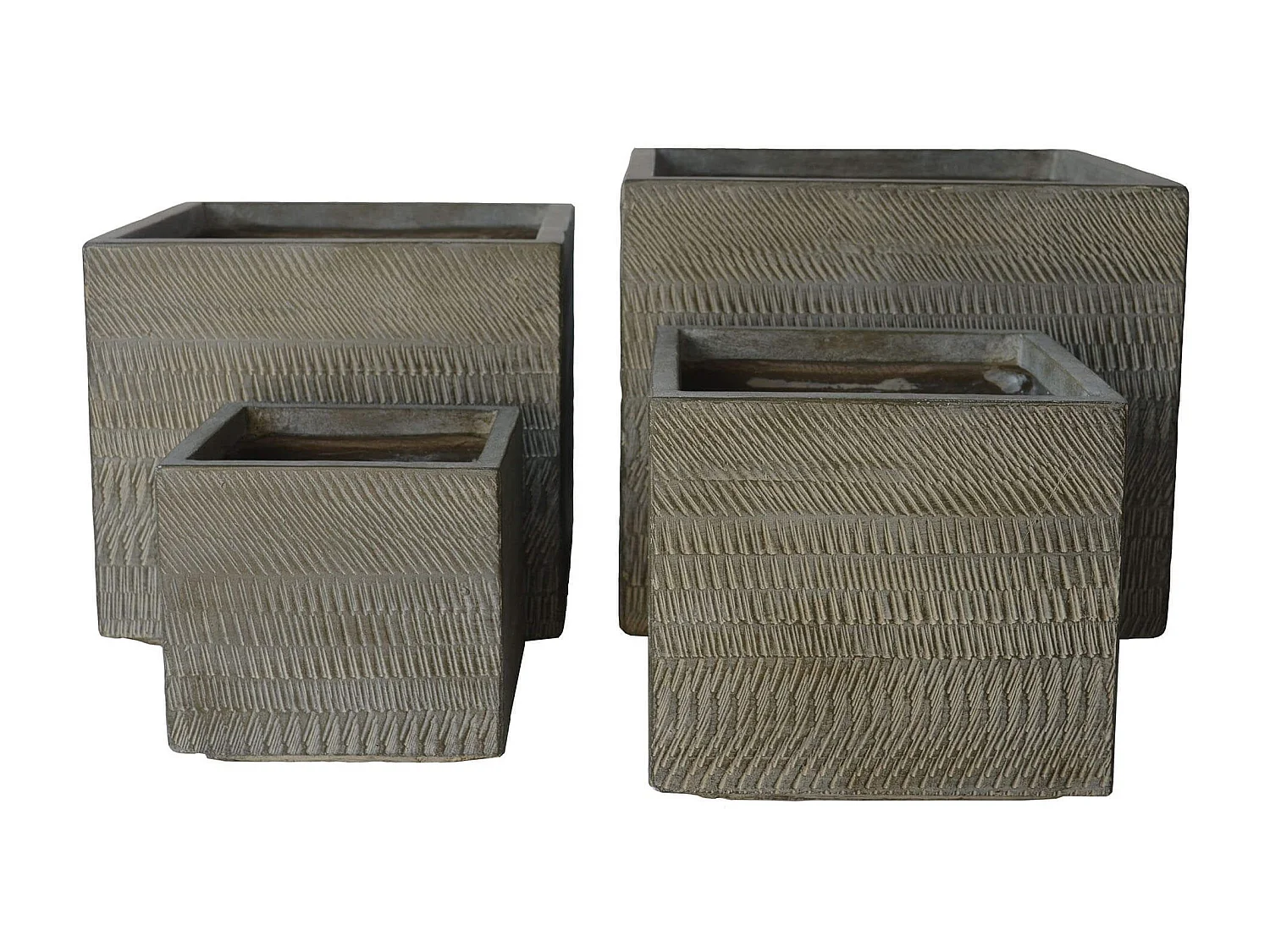 MilaniHome.it - set di vasi in fibra sintetica di design moderno industrial G.37x37x31,5/M.31x31x27,5/P.25x25x22/XS.19x19x17,5di coloreMarrone