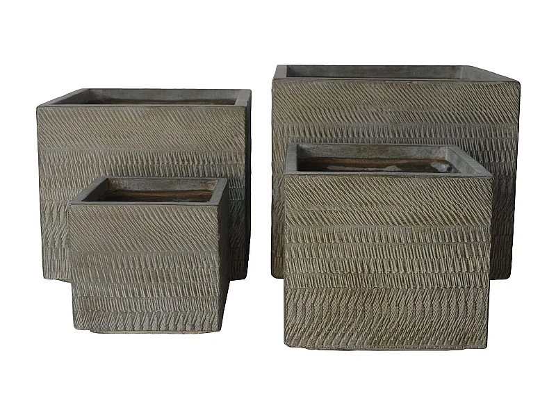 MilaniHome.it - set di vasi in fibra sintetica di design moderno industrial G.37x37x31,5/M.31x31x27,5/P.25x25x22/XS.19x19x17,5di coloreMarrone