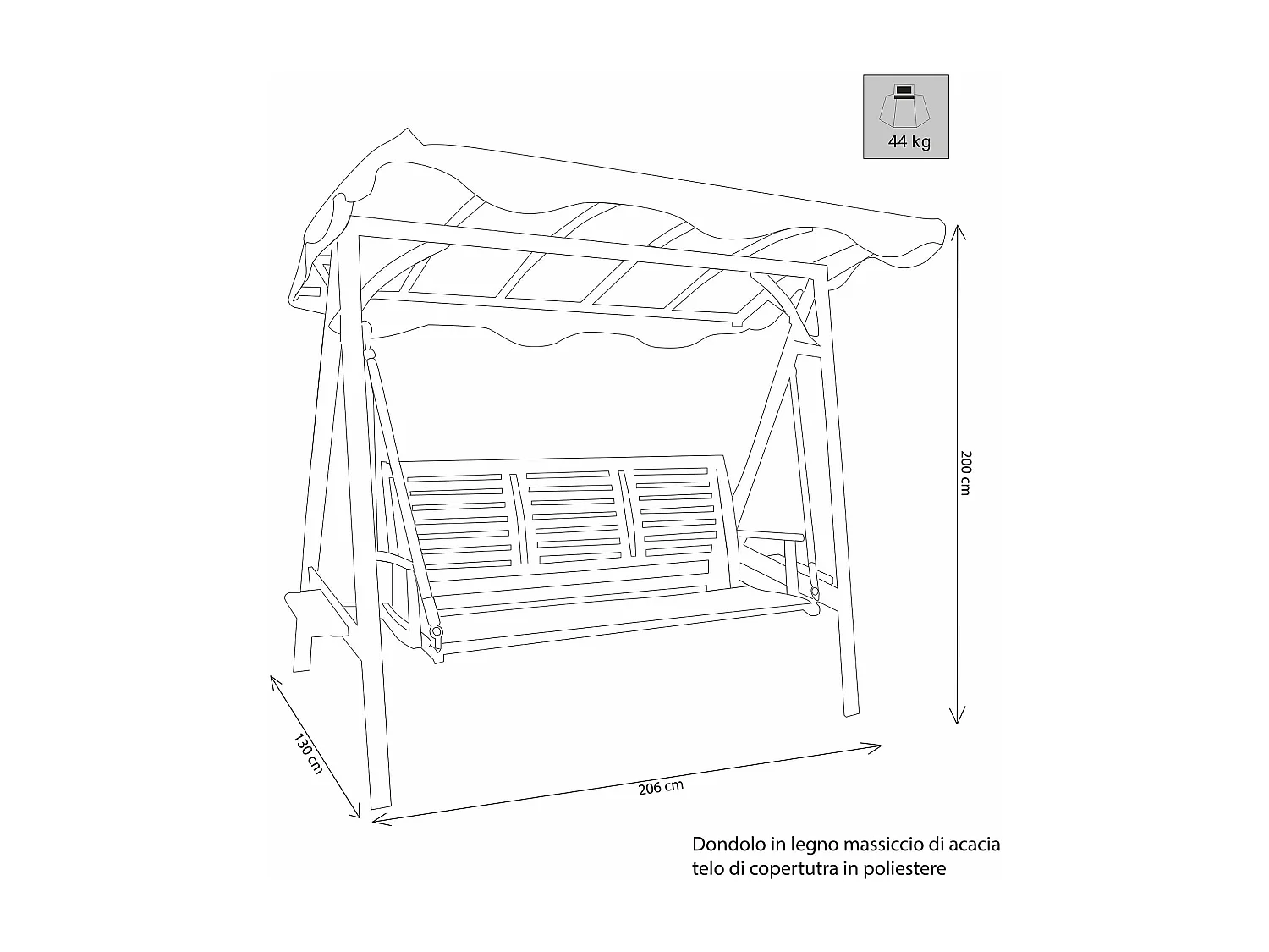 MilaniHome.it - Dondolo Da Giardino In Legno Di Acacia 3 Posti Per Esterno Giardino Portico Ristorante Bar Hotel Albergo Agriturismodi coloreMarrone