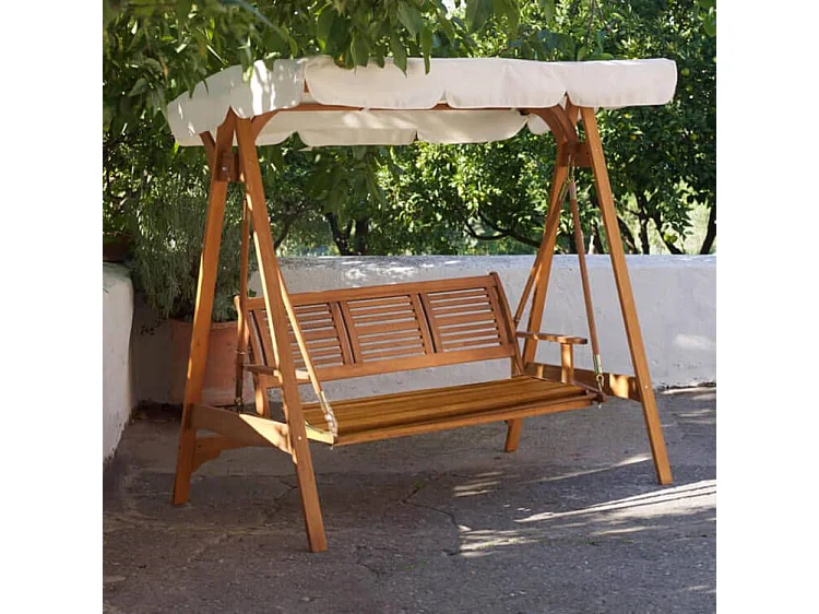 MilaniHome.it - Dondolo Da Giardino In Legno Di Acacia 3 Posti Per Esterno Giardino Portico Ristorante Bar Hotel Albergo Agriturismodi coloreMarrone