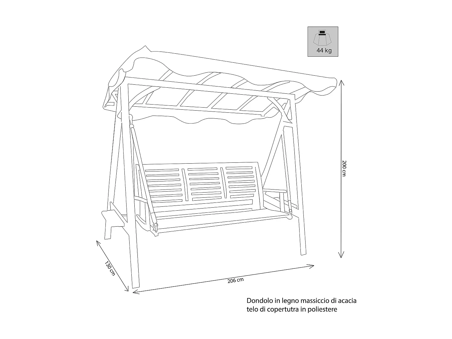 MilaniHome.it - Dondolo Da Giardino In Legno Di Acacia 3 Posti Per Esterno Giardino Portico Ristorante Bar Hotel Albergo Agriturismodi coloreMarrone