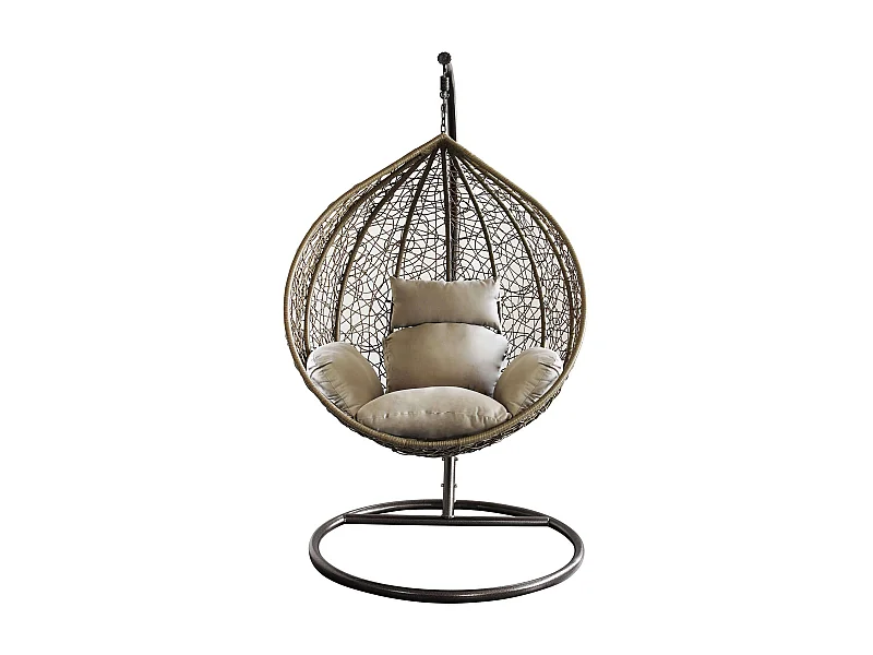 MilaniHome.it - Sedia Sospesa Poltrona A Dondolo Intrecciato In Rattan Per Casa E Giardino Con Cuscinodi coloreMarrone