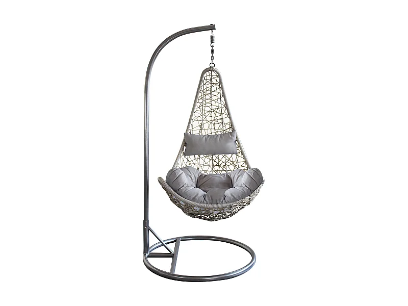 MilaniHome.it - dondolo in fibra naturale di design per esterno giardino Struttura Ø 95 x 195h seduta 80 x 70 x 120di coloreGrigio