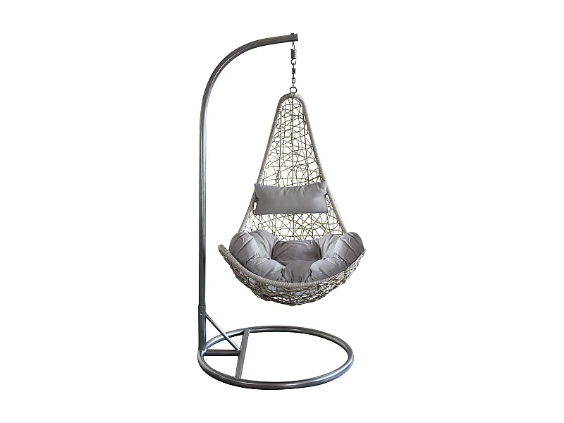 MilaniHome.it - dondolo in fibra naturale di design per esterno giardino Struttura Ø 95 x 195h seduta 80 x 70 x 120di coloreGrigio