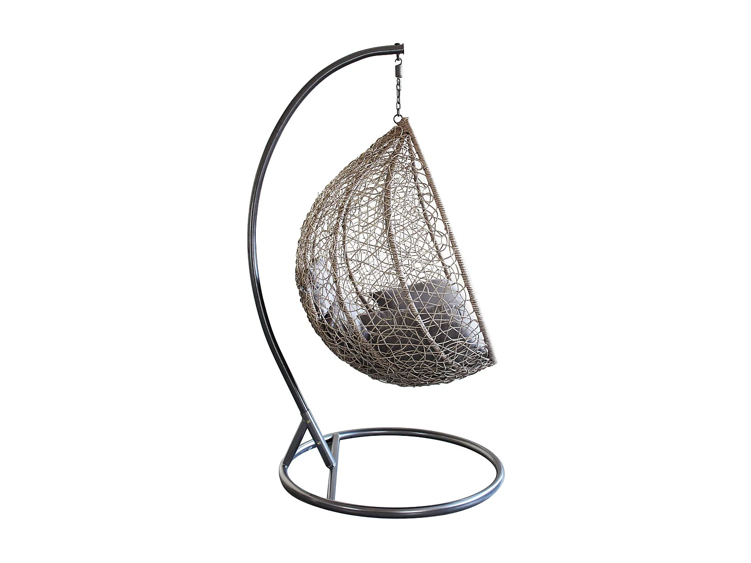 MilaniHome.it - Sedia Sospesa Poltrona A Dondolo Intrecciato In Rattan Per Casa E Giardino Con Cuscinodi coloreGrigio