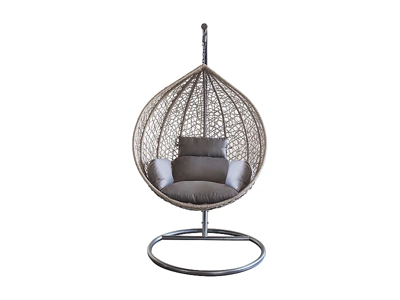MilaniHome.it - Sedia Sospesa Poltrona A Dondolo Intrecciato In Rattan Per Casa E Giardino Con Cuscinodi coloreGrigio